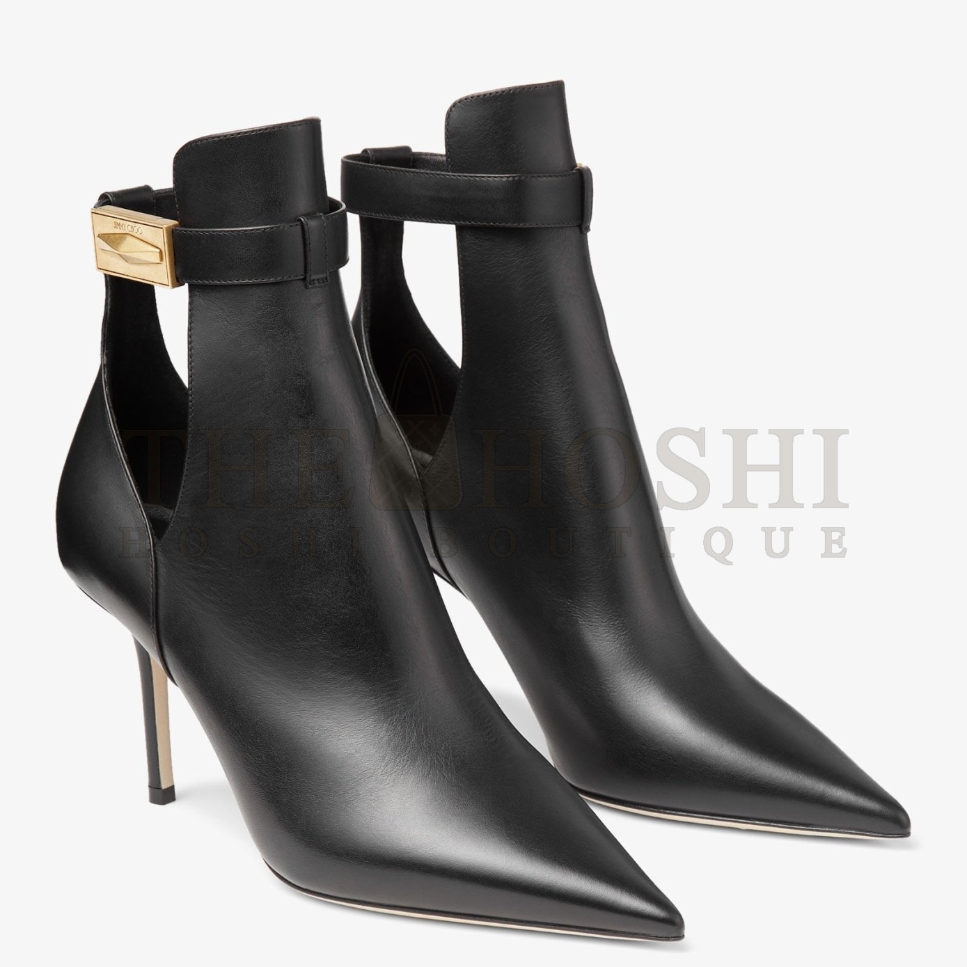 J1m*y Ch00 Nell Ankle Boots 85mm in Black Leather Master Quality