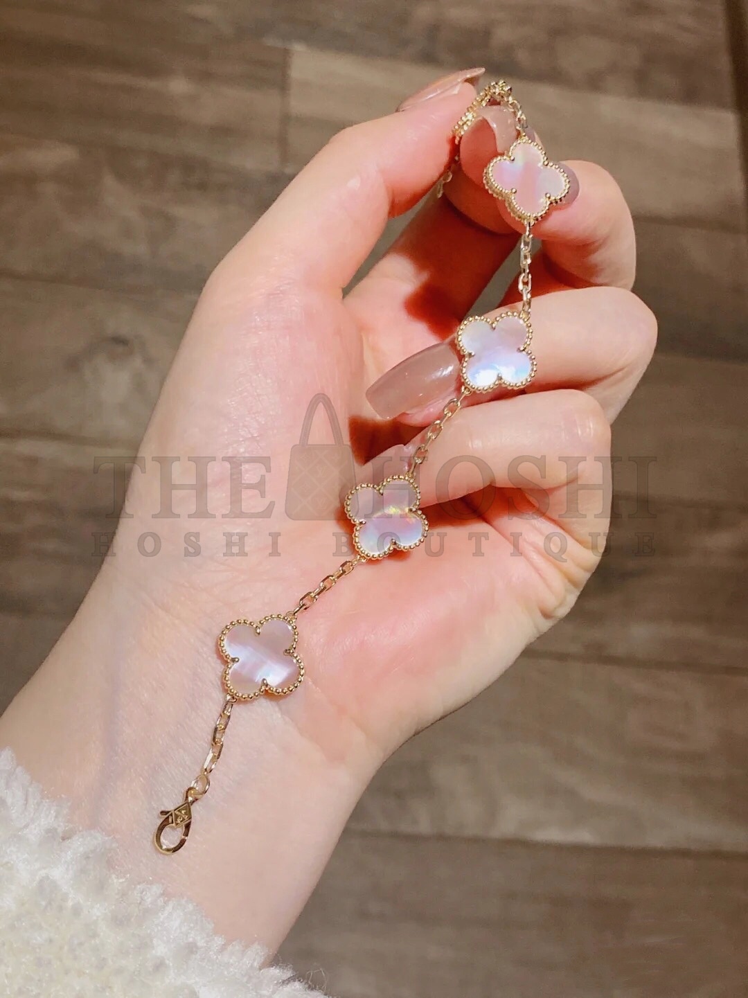 V*n Cl**f&Arpels Pink Shell Clover Bracelet,Vintage Alhambra bracelet, 5 motifs Master Quality
