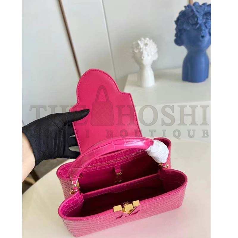 L0vis Vvtt0n LV Women Capucines BB Handbag Pink Crocodilian Leather Master Quality