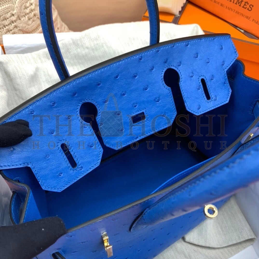 H**me5 Blue Zellige Birkin 30cm Ostrich Handmade Bag Master Quality