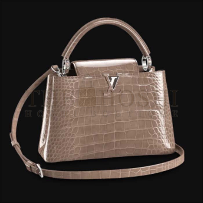 L0vis Vvtt0n LV Women Capucines MM Handbag Grey Crocodilien Brillant Savoir Faire Master Quality
