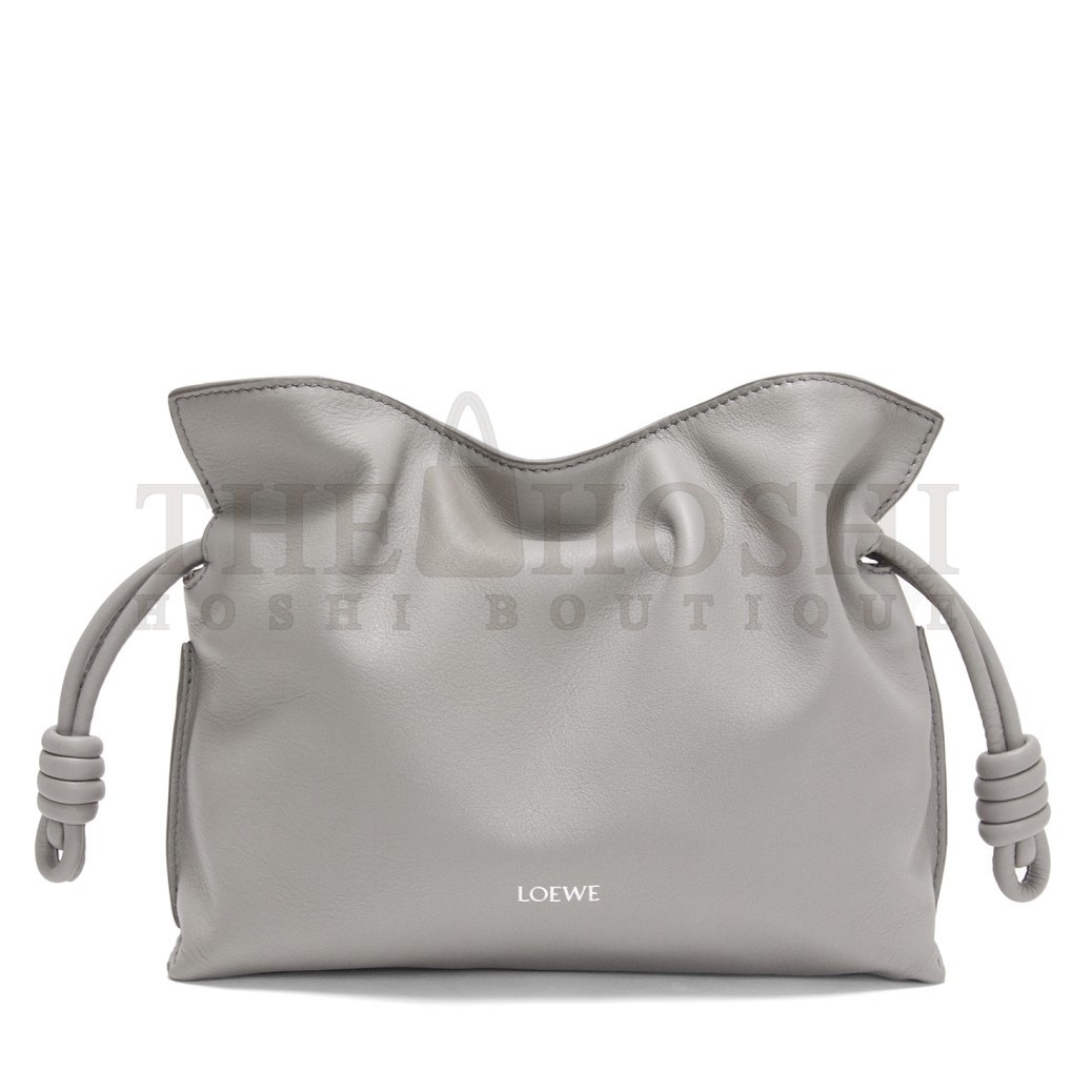 L0ew* Mini Flamenco Clutch Bag in Pearl Grey Nappa Calfskin Master Quality