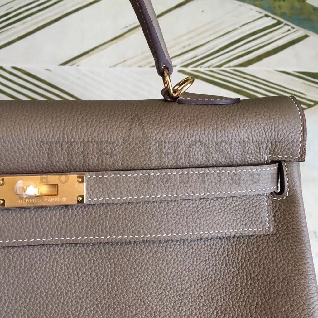 H**me5 Taupe Clemence Kelly 35cm Handmade Bag Master Quality