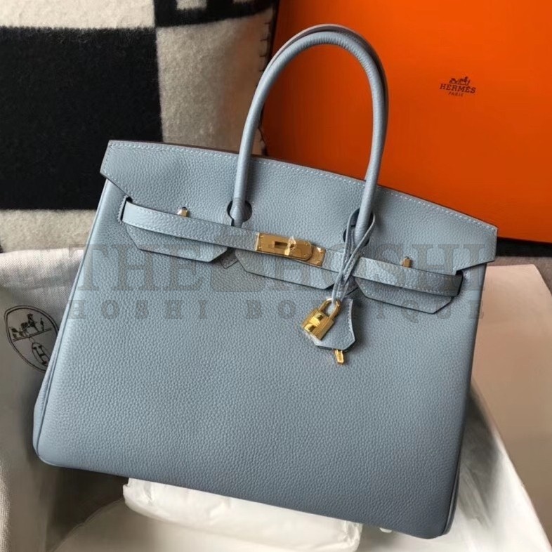 H**me5 Birkin 35 Bag in Blue Lin Clemence Leather with GHW Master Quality