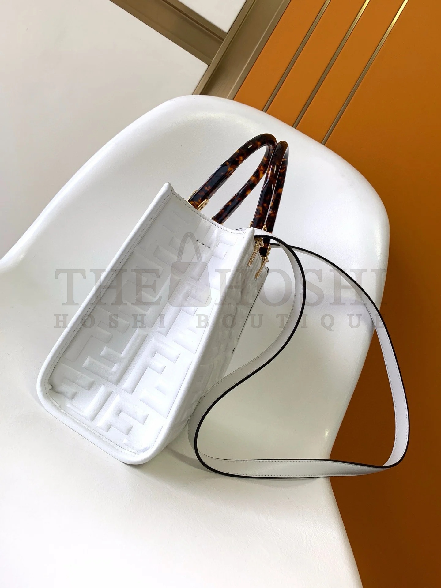 F**di Sunshine Small Tote Bag In White FF Calfskin Master Quality