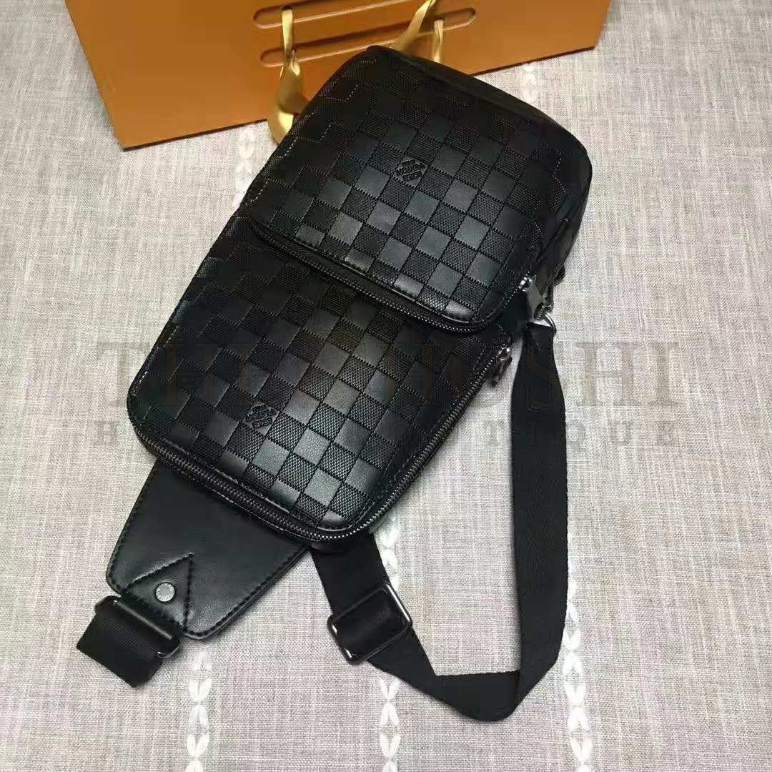 L0vis Vvtt0n LV Men Avenue Sling Bag in Damier Infini Leather-Black Master Quality