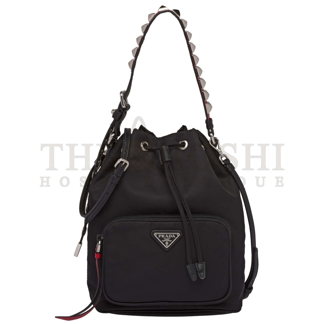 Pra*a Bucket Shoulder Bag In Black Nylon 1BH038 Master Quality