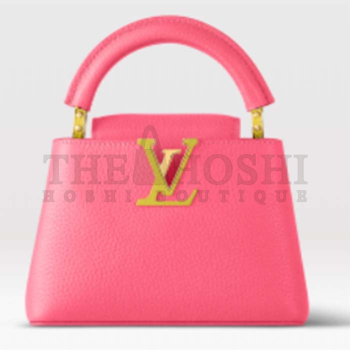 L0vis Vvtt0n LV Women Capucines Mini Handbag Dragon Fruit Pink Cedrat Taurillon Leather Master Quality