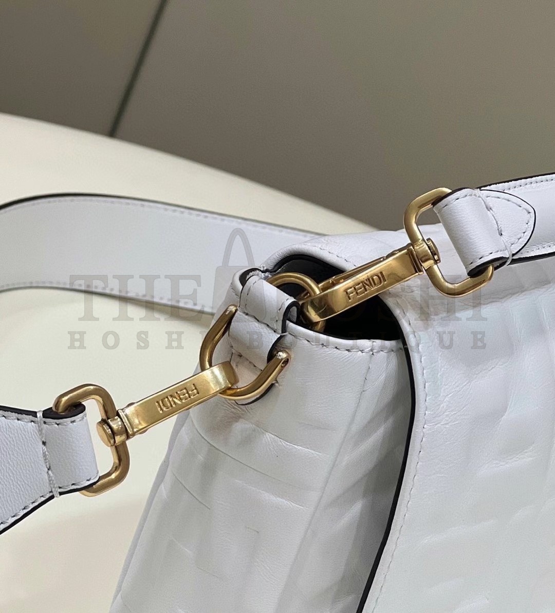F**di Large Baguette Bag In White FF Nappa Leather Master Quality