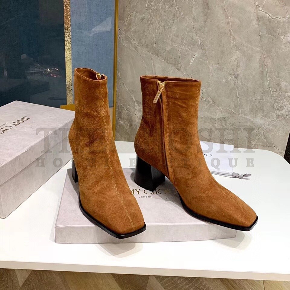 J1m*y Ch00 Bryelle 65mm Ankle Boots In Brown Suede Master Quality