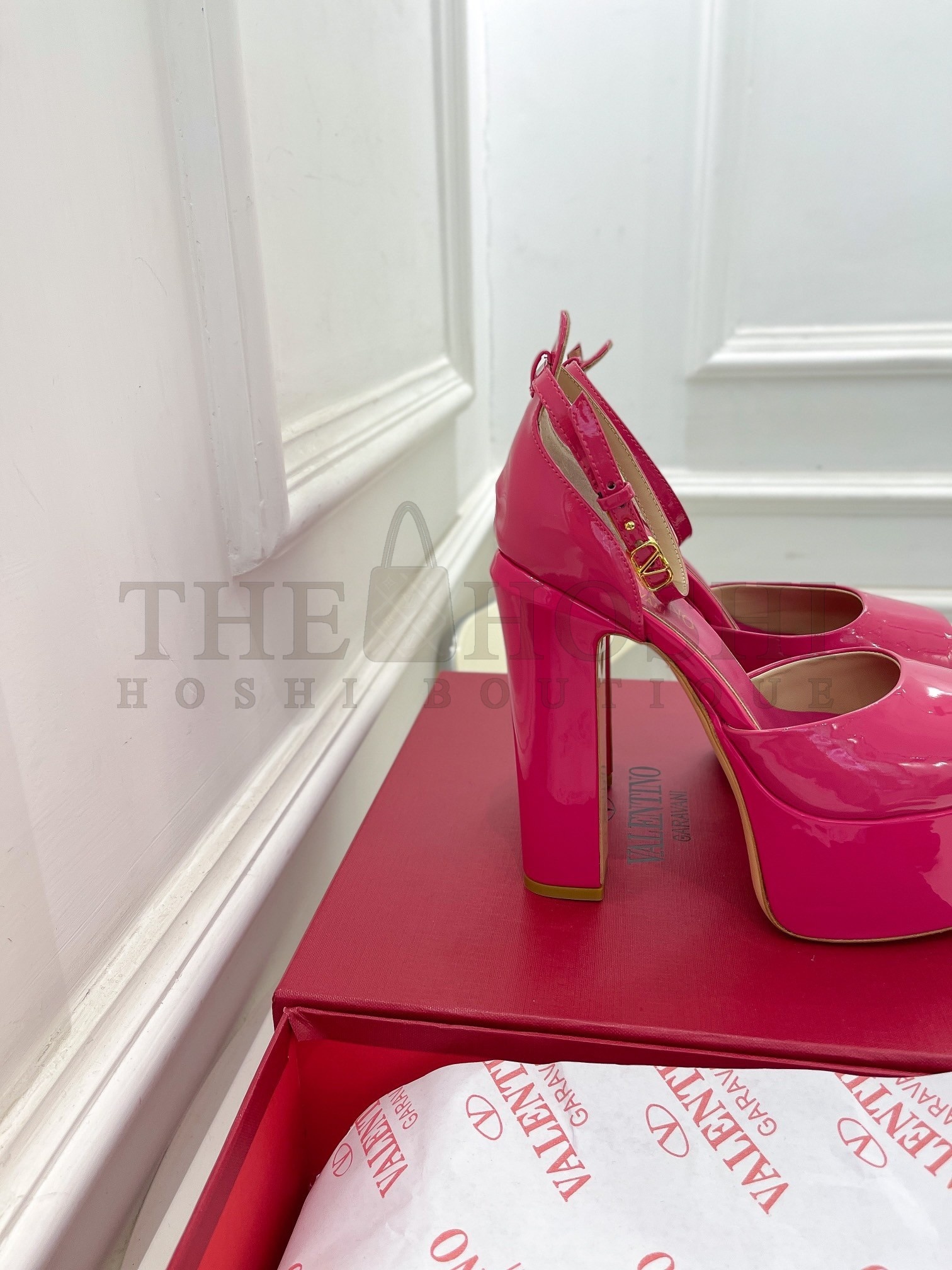 Va1e*ntin0 Tan-Go Platform Sandals 155mm In Rose Red Patent Leather Master Quality