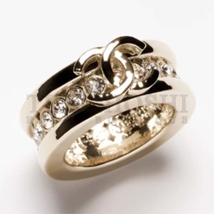 Ch**el Women CC Ring Metal Strass Gold Crystal Master Quality