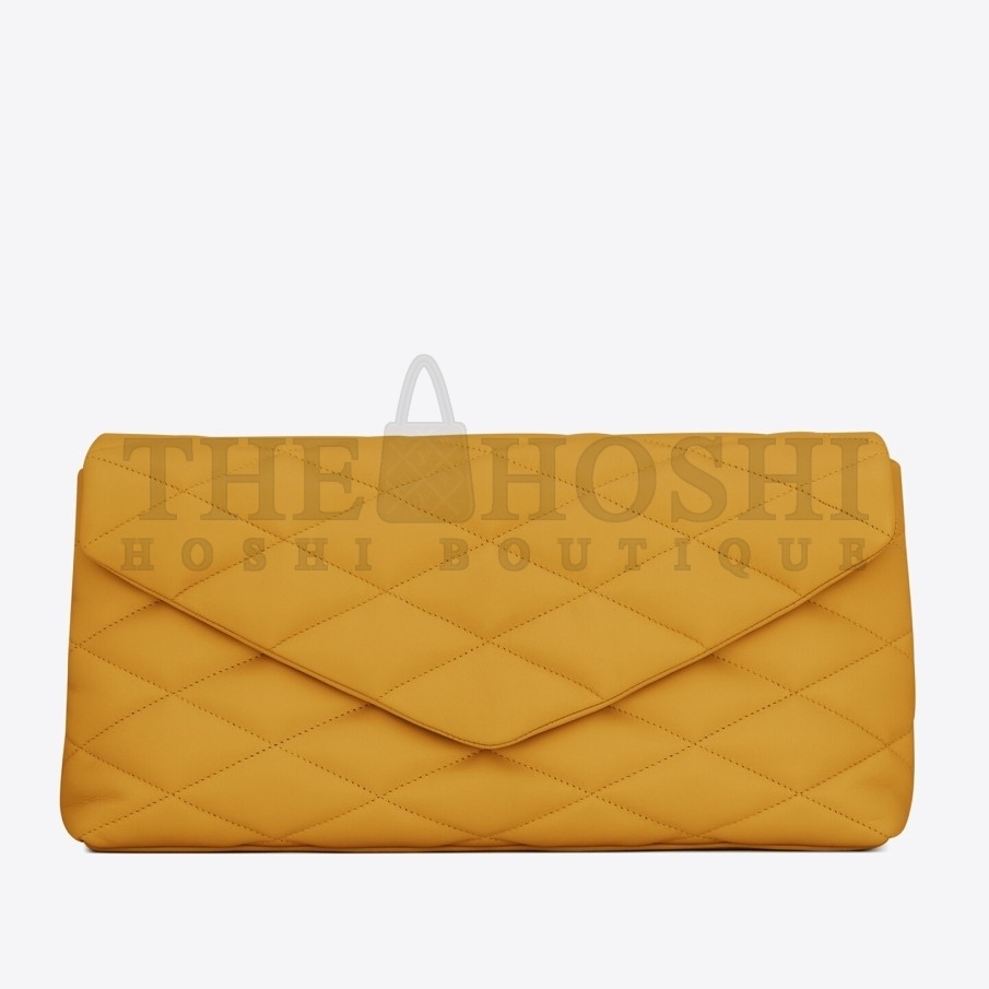 Sa1nt Lau*nt Sade Puffer Envelope Clutch In Yellow Lambskin Master Quality