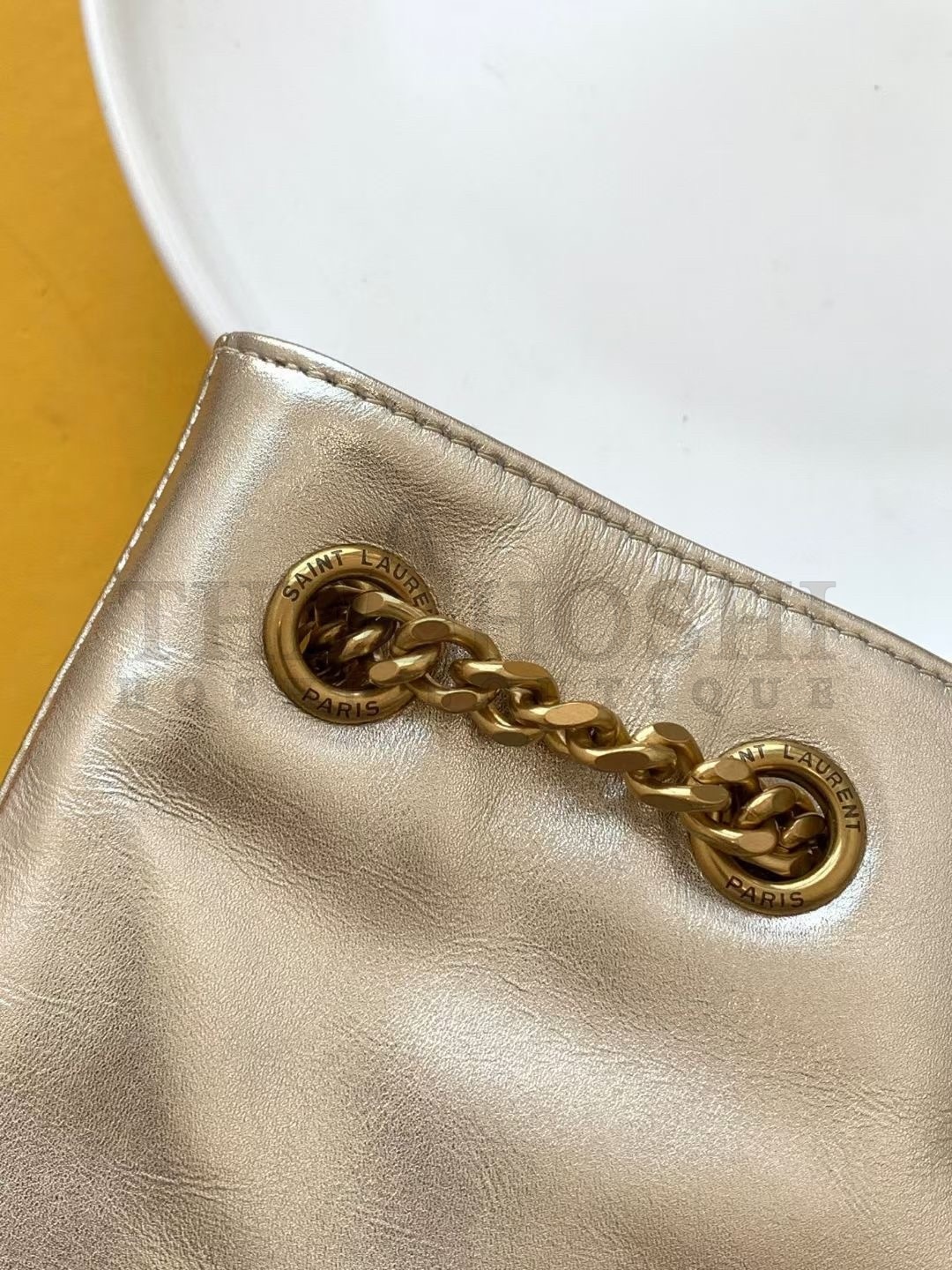 Sa1nt Lau*nt Joe Backpack In Gold Lame Leather Master Quality