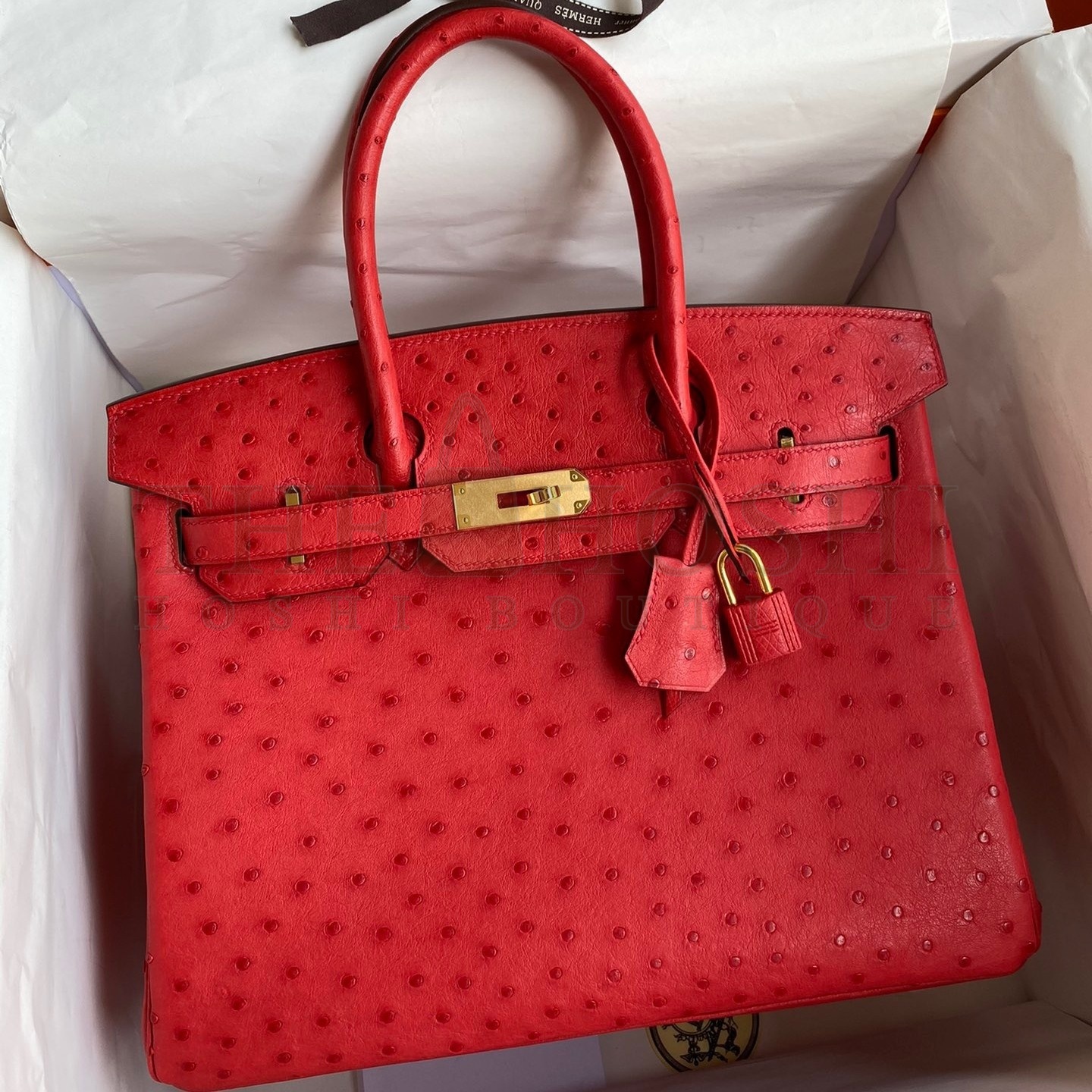 H**me5 Birkin 30 Retourne Handmade Bag In Red Ostrich Leather Master Quality