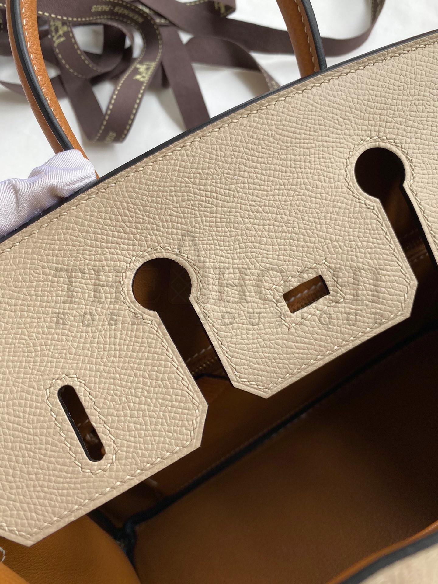 H**me5 HSS Birkin 25 Bicolor Bag in Trench and Gold Epsom Calfskin Master Quality