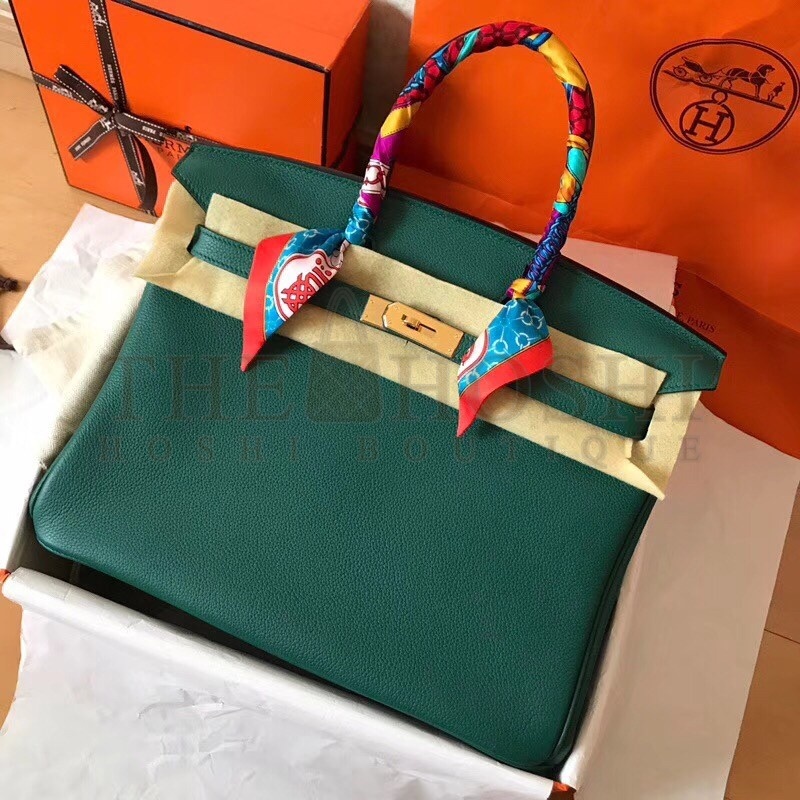 H**me5 Malachite Birkin 35cm Clemence Handmade Bag Master Quality