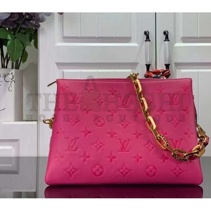 L0vis Vvtt0n LV Women Coussin BB Handbag Fluo Pink Grained Calfskin Leather Master Quality
