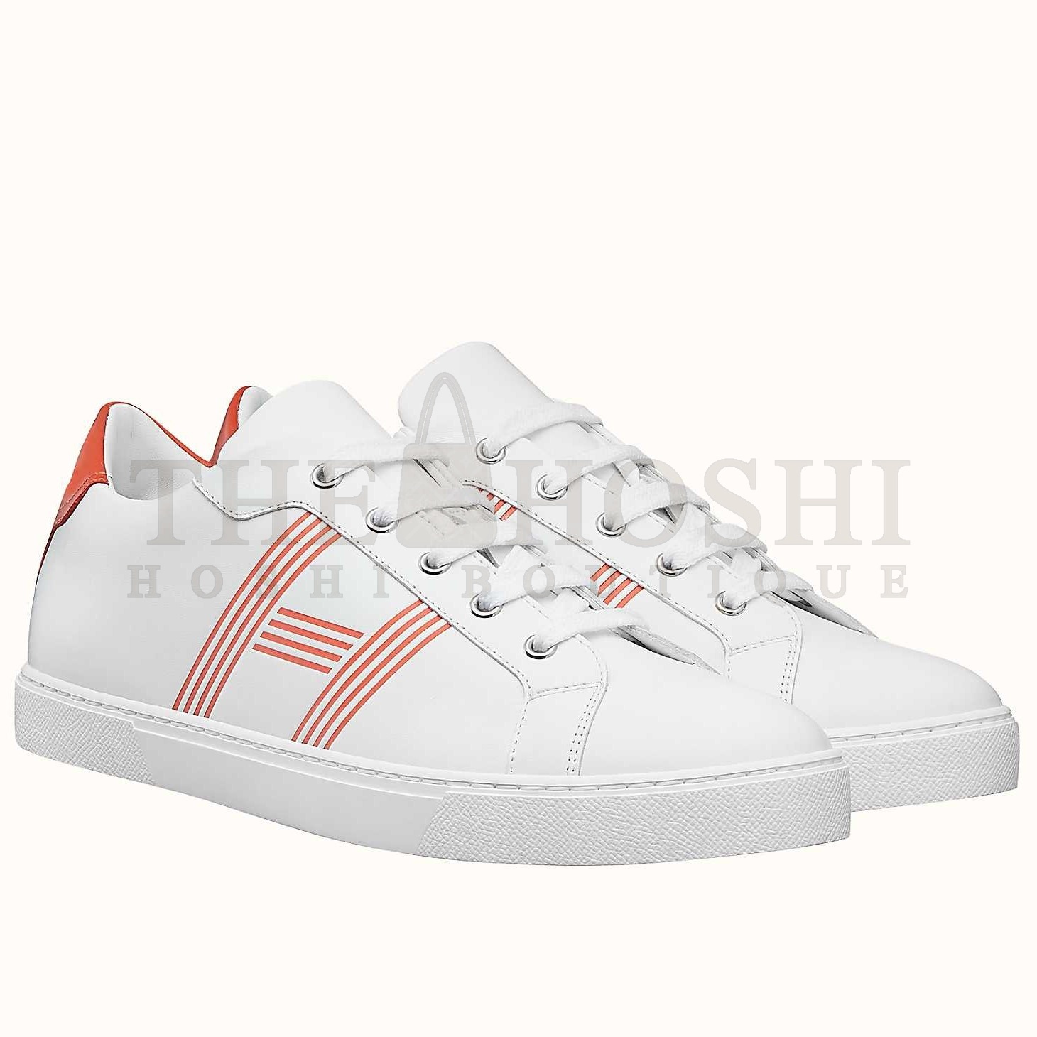 H**me5 Men's Avantage Sneakers In White/Orange Calfskin Master Quality