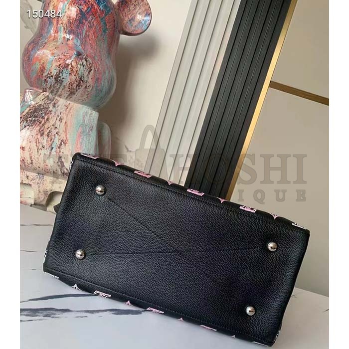 L0vis Vvtt0n LV Women Carmel Hobo Bag Black Perforated Mahina Calf Leather Master Quality