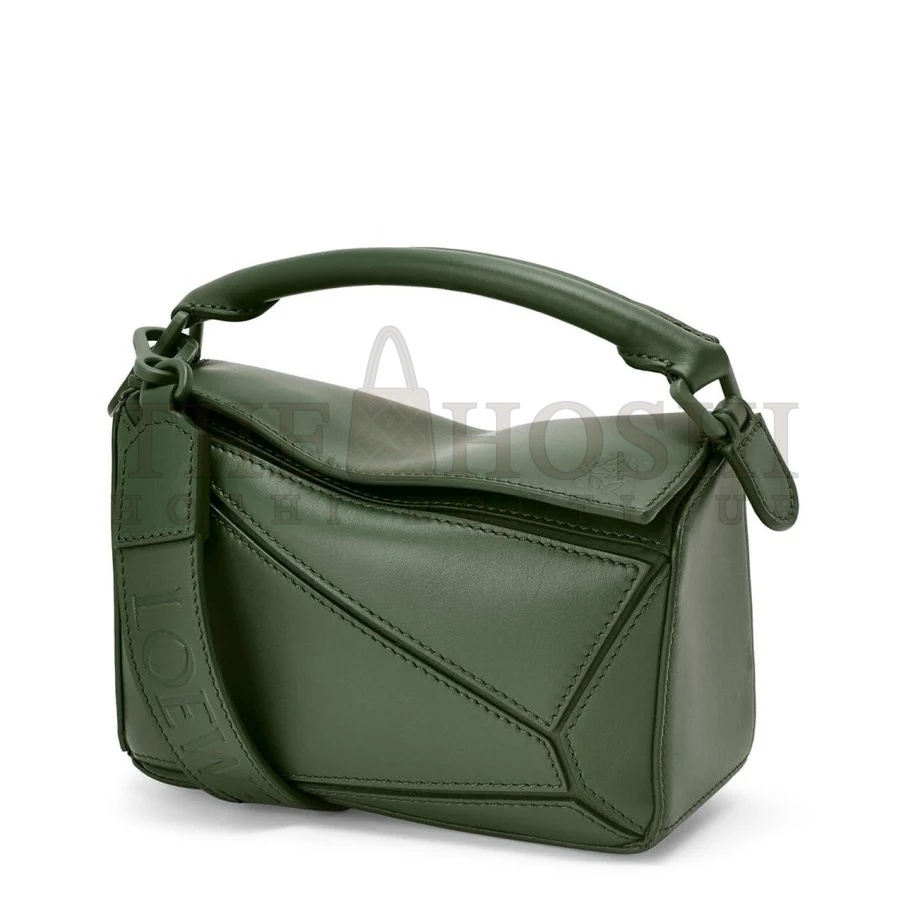 L0ew* Puzzle Mini Bag In Vintage Khaki Satin Calfskin Master Quality