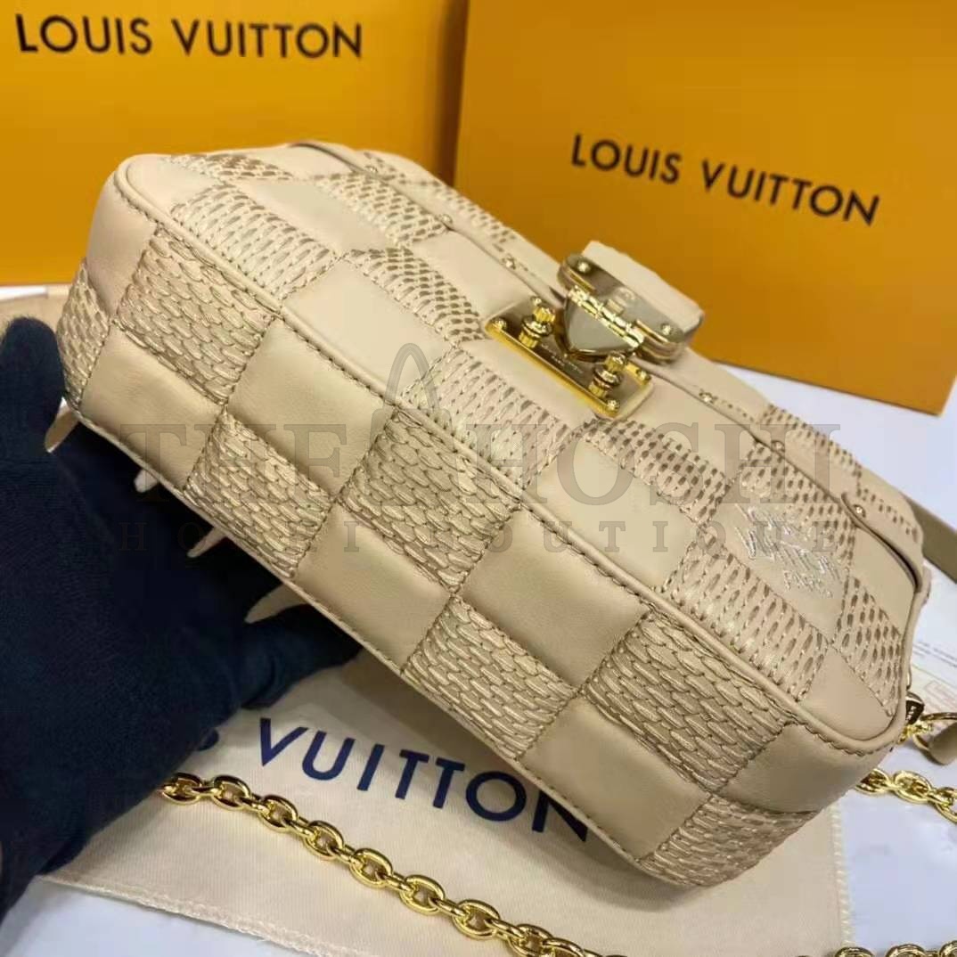 L0vis Vvtt0n LV Women Pochette Troca Handbag Cashmere Beige Damier Quilt Lamb Leather Master Quality