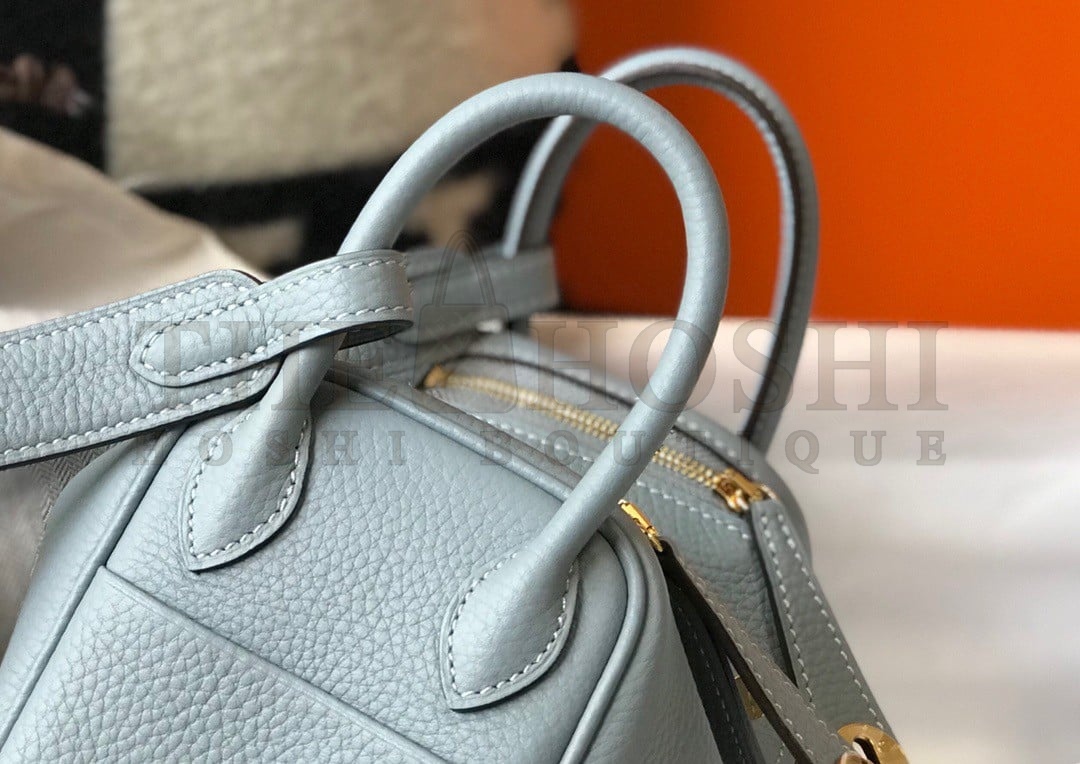 H**me5 Lindy Mini Bag In Blue Lin Clemence Leather GHW Master Quality