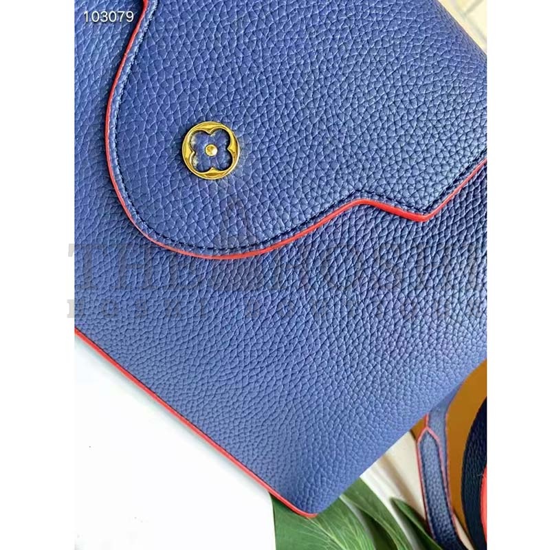 L0vis Vvtt0n LV Women Capucines MM Handbag Navy Blue Red Taurillon Leather Master Quality