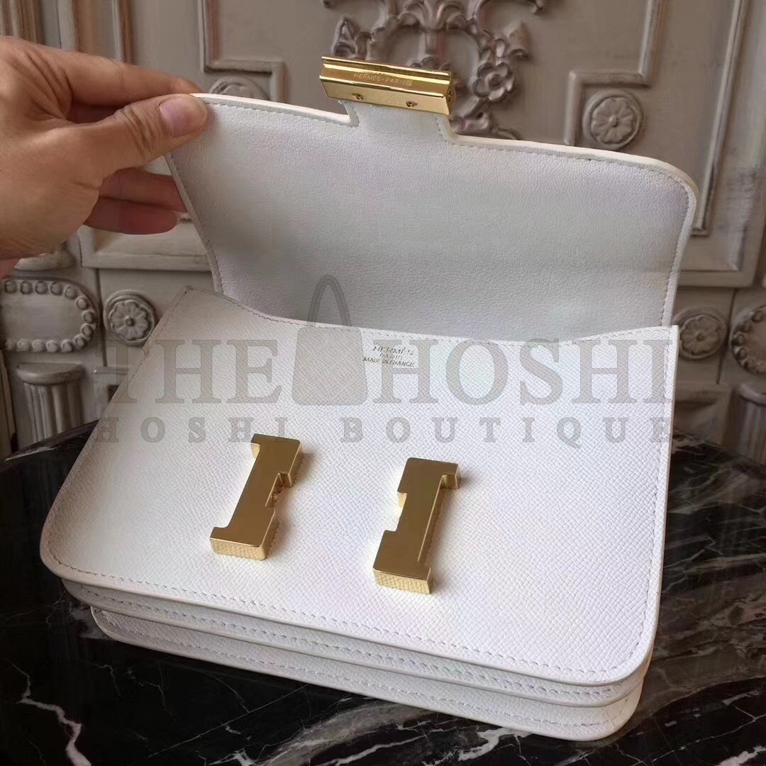 H**me5 White Constance MM 24cm Epsom Leather Bag Master Quality