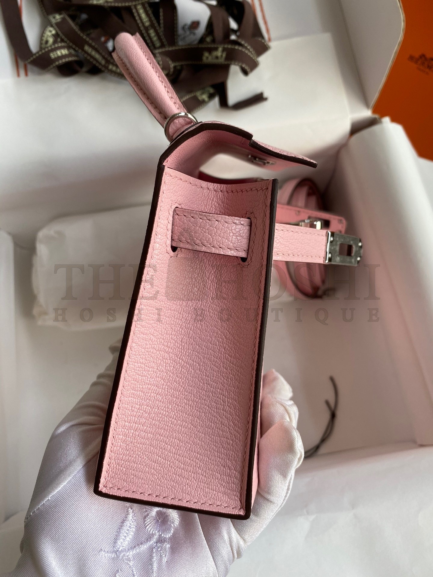 H**me5 Kelly Mini II Sellier Handmade Bag In Rose Sakura Chevre Mysore Leather Master Quality
