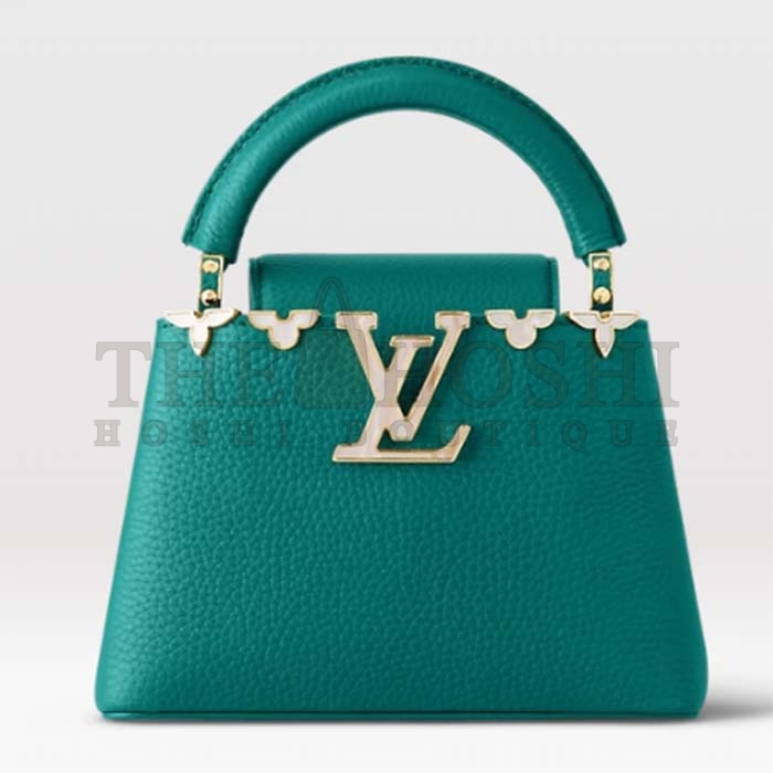 L0vis Vvtt0n LV Women Capucines Mini Handbag Green Taurillon Cowhide Leather Master Quality