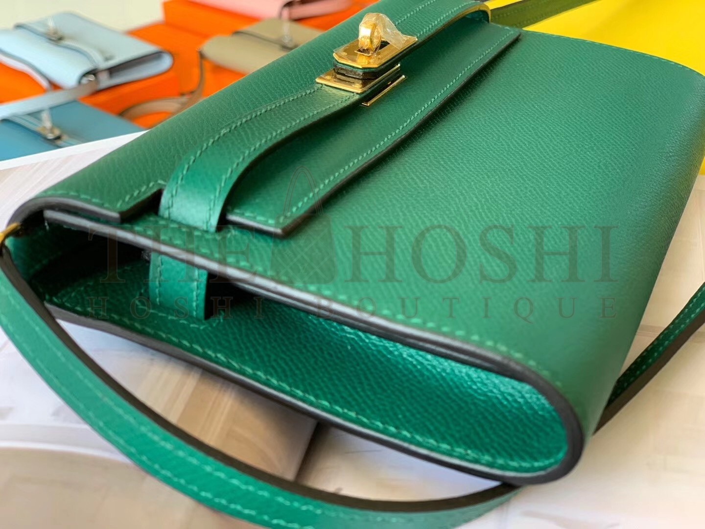 H**me5 Kelly Classique To Go Wallet In Malachite Epsom Calfskin Master Quality