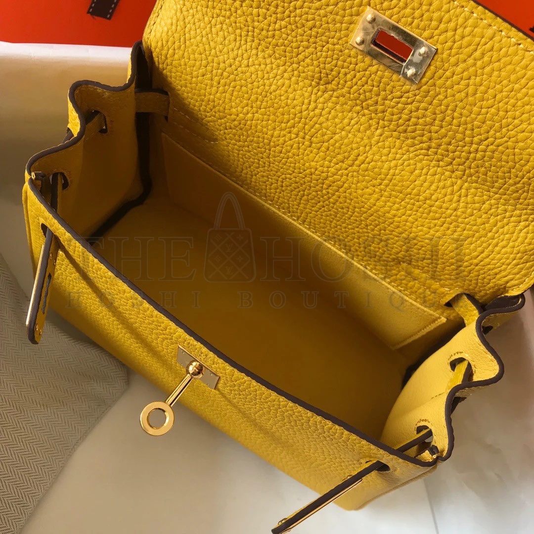 H**me5 Kelly 20cm Bag In Yellow Clemence Leather GHW Master Quality