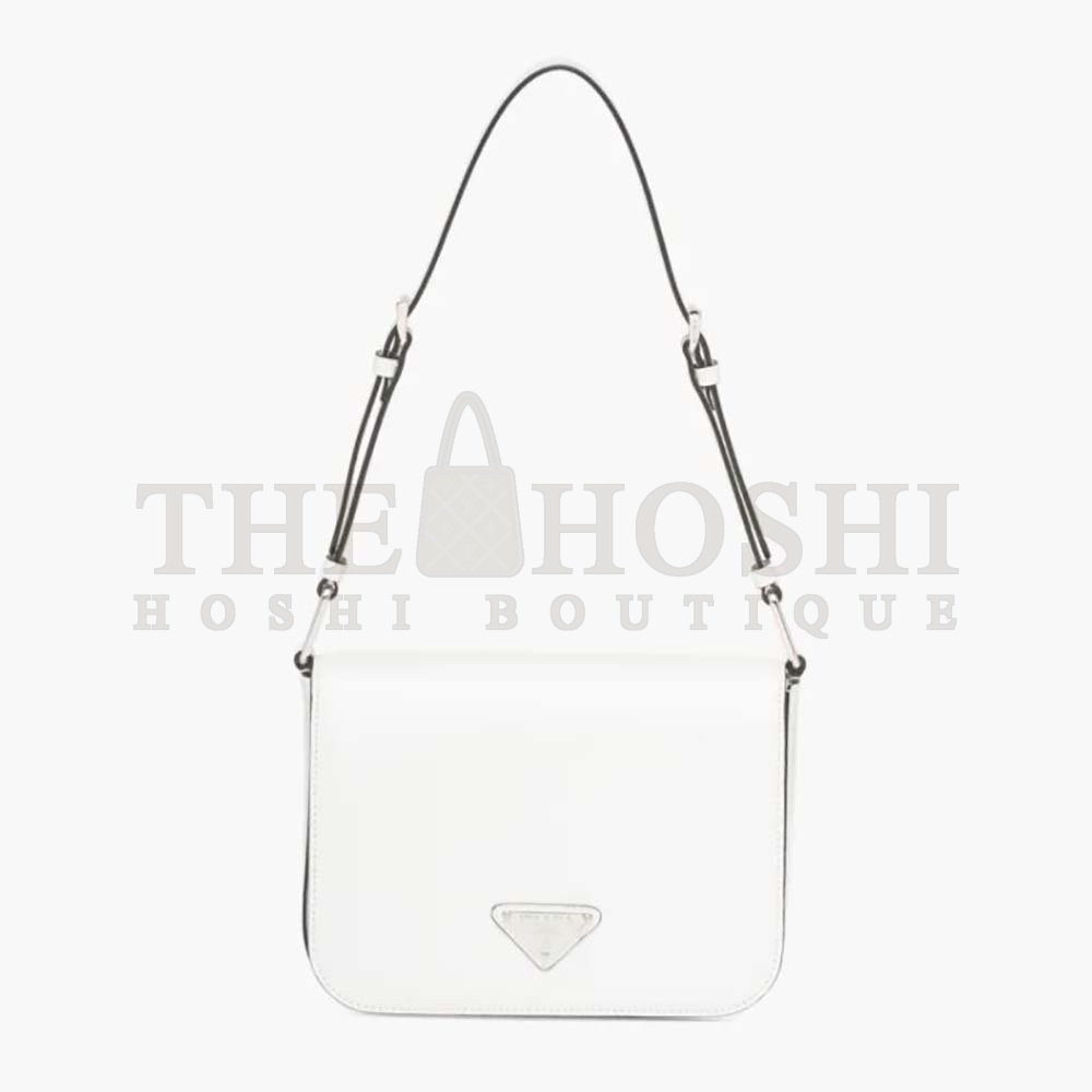 Pra*a Women Brushed Leather Shoulder Bag-White Master Quality