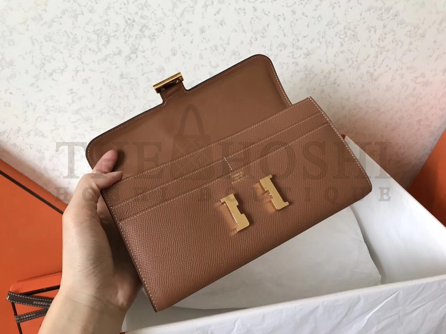 H**me5 Brown Epsom Constance Long Wallet Master Quality