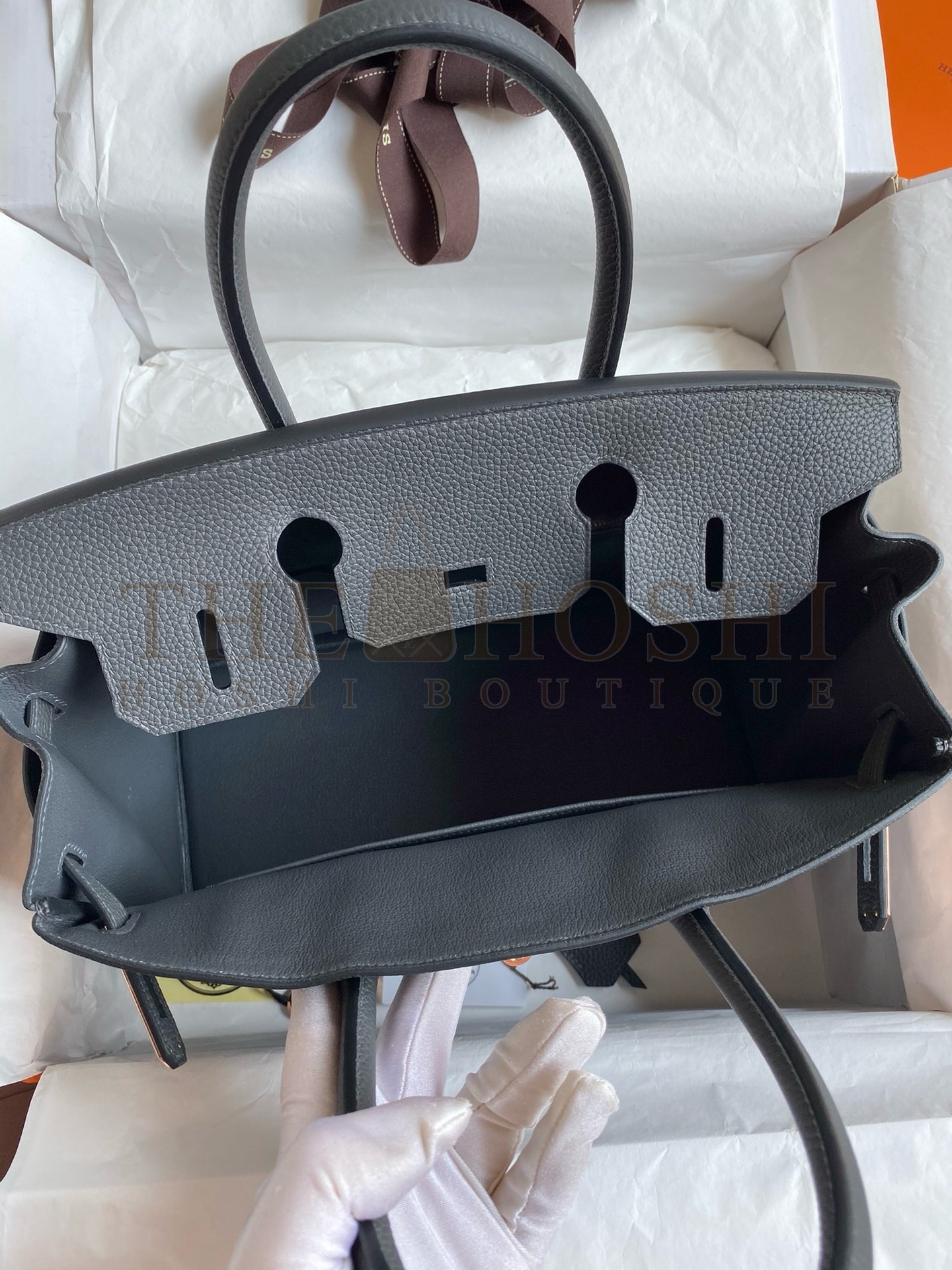 H**me5 Birkin 30 Retourne Handmade Bag In Ardoise Clemence Leather Master Quality