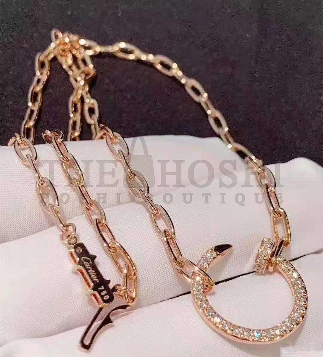 Ca*t1er ROSE GOLD WITH D1am0nd HOOP PENDANT NECKLACE Master Quality