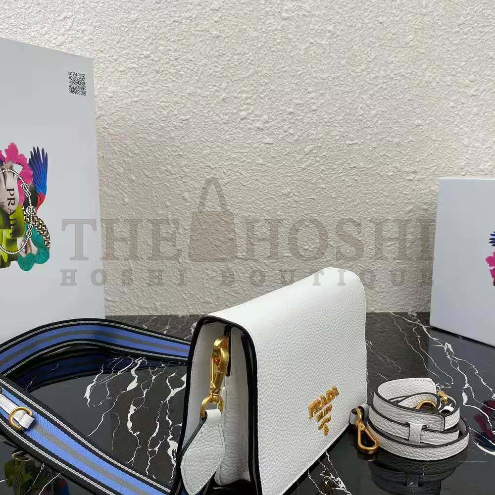 Pra*a Women Calf Leather Shoulder Bag-White Master Quality