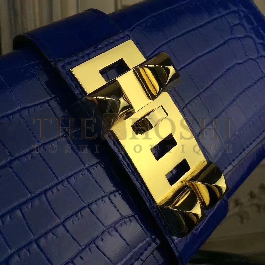 H**me5 Medor Clutch Bag In Blue Crocodile Leather Master Quality