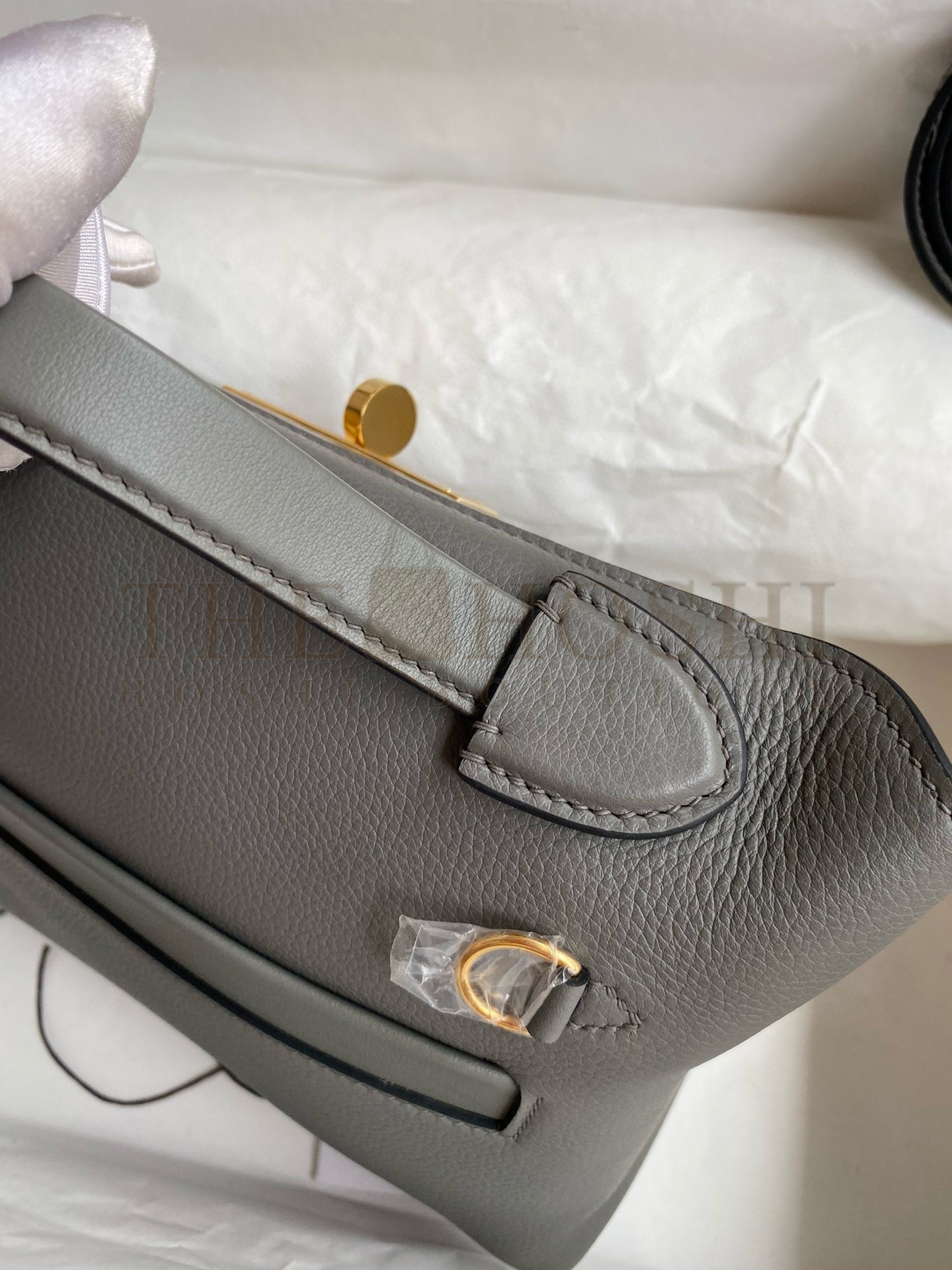 H**me5 24/24 Mini 21 Handmade Bag in Gris Meyer Evercolor Leather Master Quality