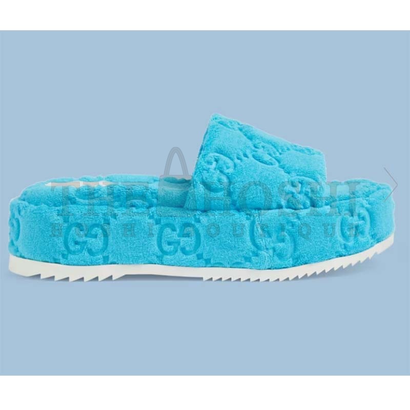 Gvc*1 Unisex G2 Platform Sandals Blue G2 Cotton Sponge Rubber Sole 3 Cm Heel Master Quality
