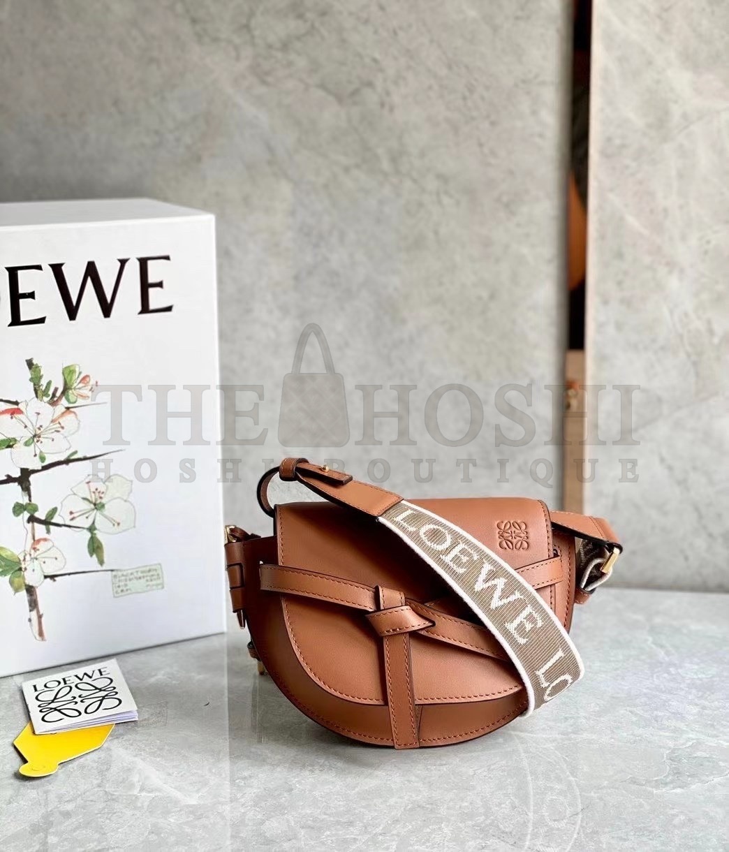 L0ew* Mini Gate Dual Bag In Tan Calfskin Master Quality