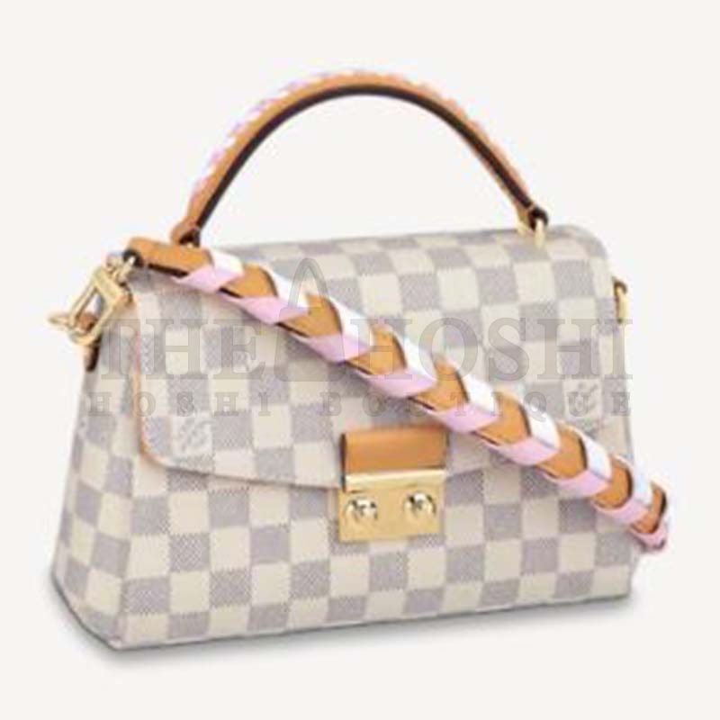 L0vis Vvtt0n LV Women Croisette Hand Bag Pink Damier Azur Coated Canvas Master Quality
