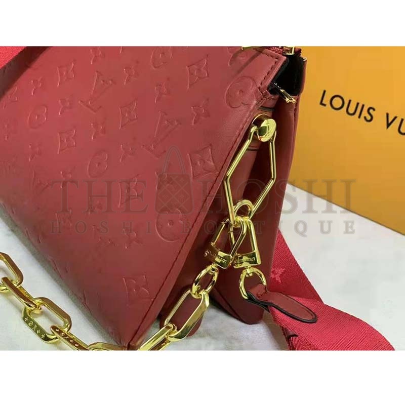L0vis Vvtt0n LV Women Coussin PM Handbag Wine Monogram Embossed Puffy Lambskin Master Quality