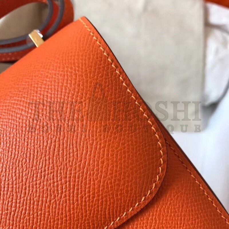 H**me5 Mini Constance 18cm Orange Epsom Bag Master Quality