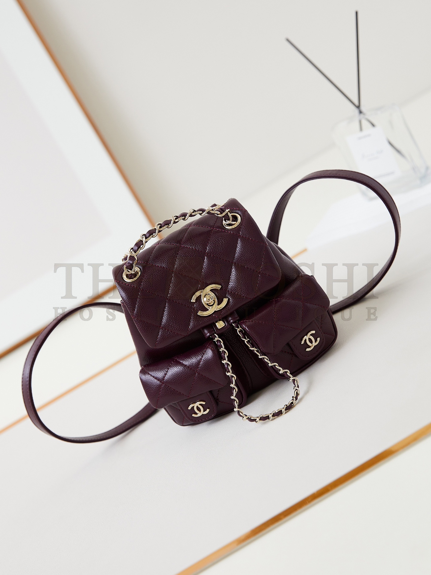 Calfskin Quilted Mini Duma Pockets Drawstring Backpack  Ch**el Master Quality