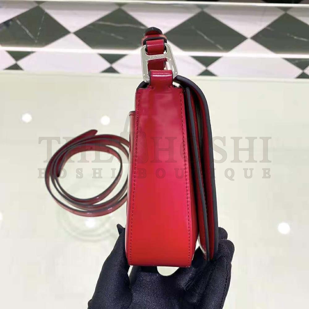 Pra*a Women Brushed Leather Shoulder Bag-Red Master Quality
