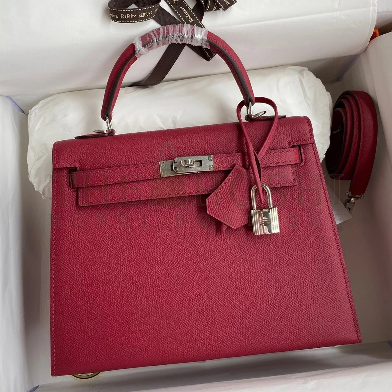 H**me5 Kelly Sellier 28 Handmade Bag In Ruby Epsom Calfskin Master Quality