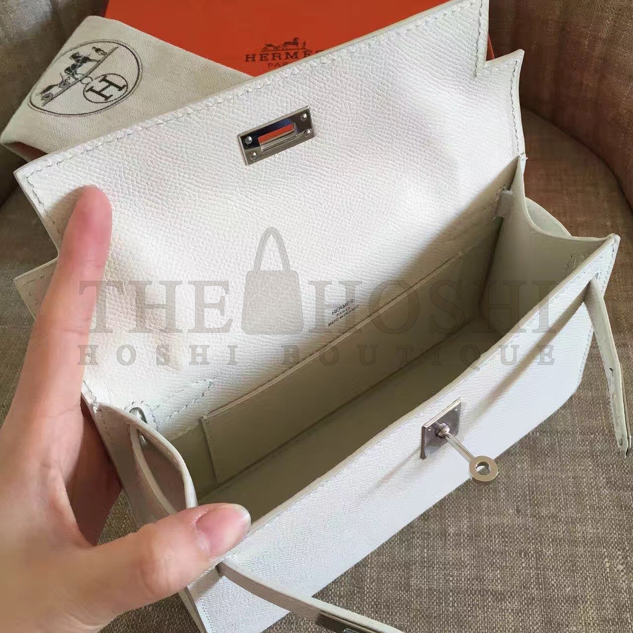 H**me5 White Kelly Pochette Epsom Handmade Bag Master Quality