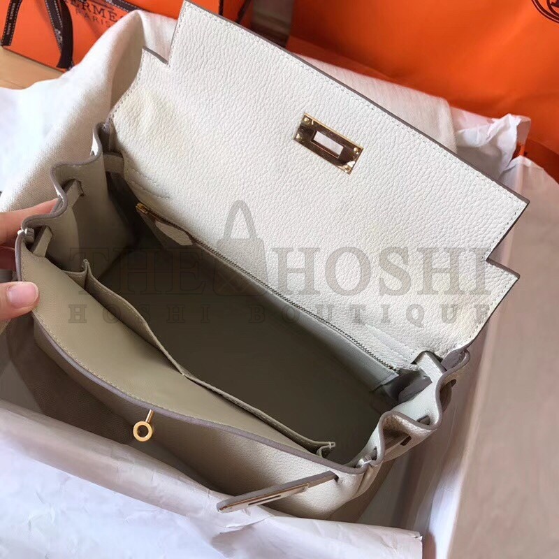 H**me5 White Clemence Kelly 28cm Handmade Bag Master Quality